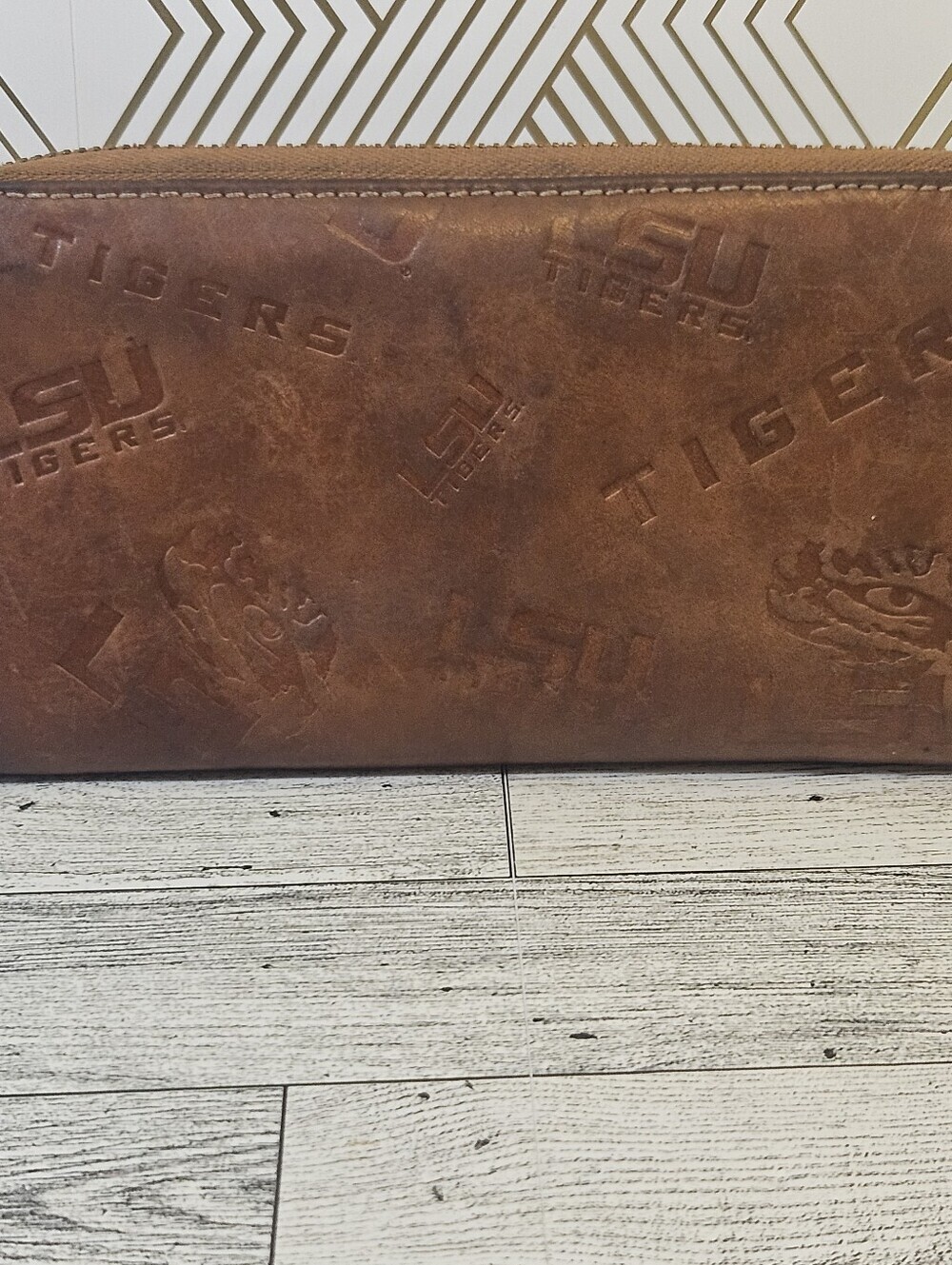 JML by Jack Mason Louisiana LSU Brown Leather Zip-Around Sideline Clutch Wallet